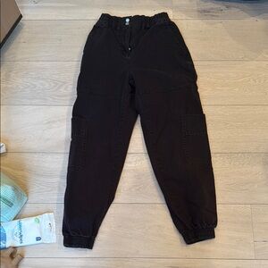 Bershka Dark Pants with Elastic Waist